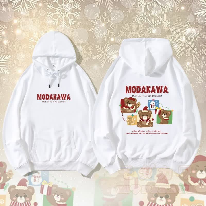 MODAKAWA クリスマスベア スノーマン グラフィック ストリートウェア プルオーバー パーカー - 白 - 5XL - image 1