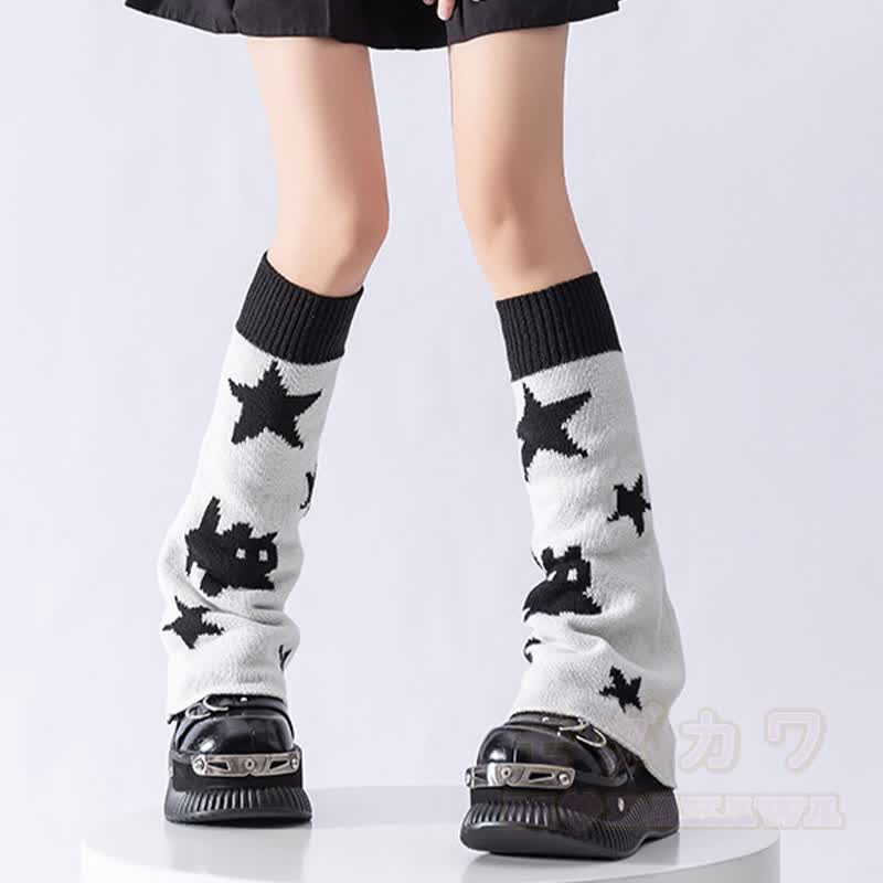 キティフラワーニットリバーシブルレッグウォーマー - スターA - ワンサイズ - image 2