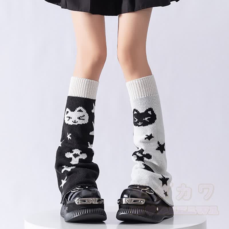 キティフラワーニットリバーシブルレッグウォーマー - キティ - ワンサイズ - image 1