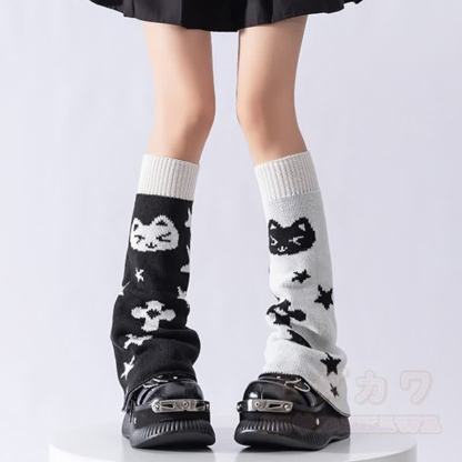 キティフラワーニットリバーシブルレッグウォーマー - キティ - ワンサイズ - image 1