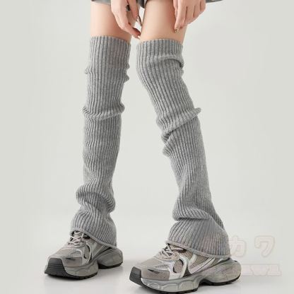 リブニットレッグウォーマー - グレー - ワンサイズ - image 1