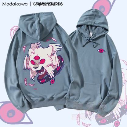 MODAKAWA X iceymoonshards キャットヒス グラフィック ストリートウェア プルオーバー パーカー - ダスティブルー - 5XL - image 1