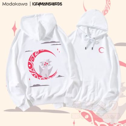 MODAKAWA X iceymoonshards キャットムーン グラフィック ストリートウェア プルオーバー パーカー - 白 - 5XL - image 2