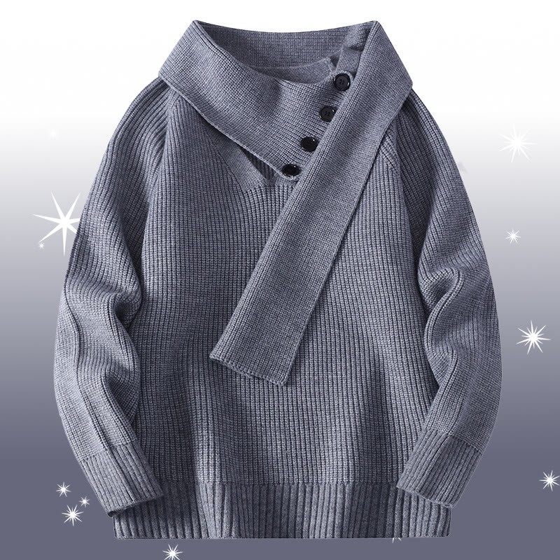 イレギュラーニットセーター コーデュロイパンツ ツーピース - Grey Sweater - 4XL - image 10