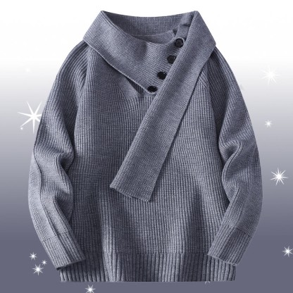 イレギュラーニットセーター コーデュロイパンツ ツーピース - Grey Sweater - 4XL - image 10