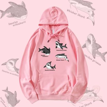 MODAKAWA サメの種グラフィック ストリートウェア プルオーバー パーカー - ピンク - 5XL - image 2