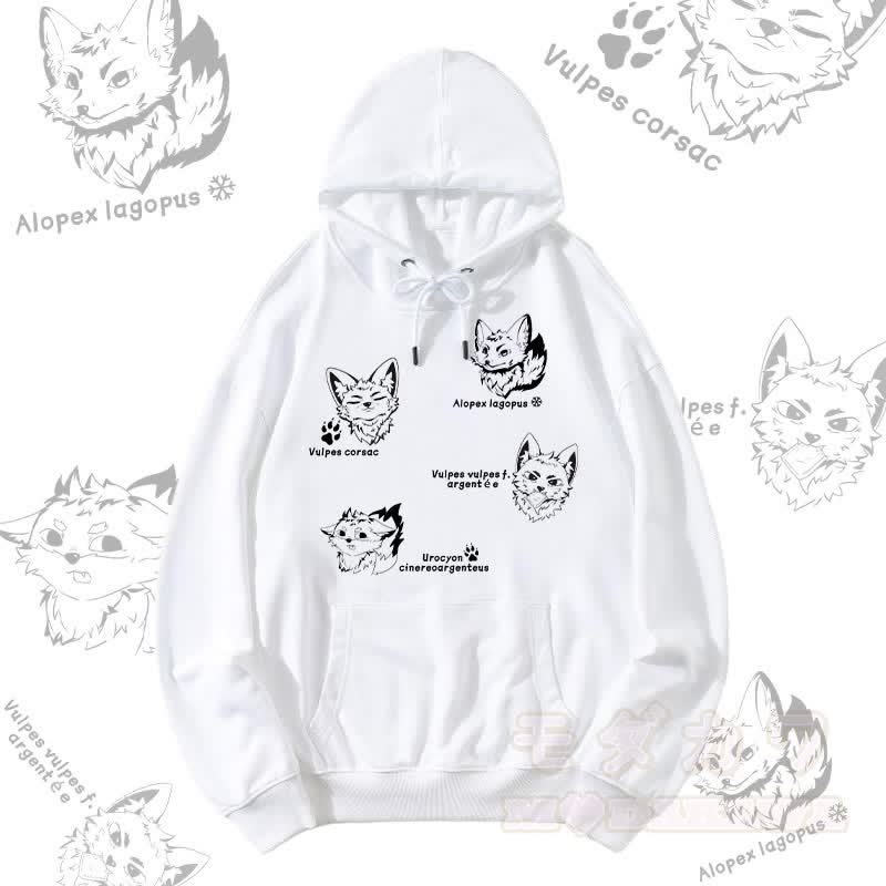 MODAKAWA フォックス スピーシーズ グラフィック ストリートウェア プルオーバー パーカー - 白 - 5XL - image 7