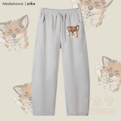 MODAKAWA X atka Fox スモーキンググラフィック メンズ ドローストリングパンツ - グレー - 4XL - image 1