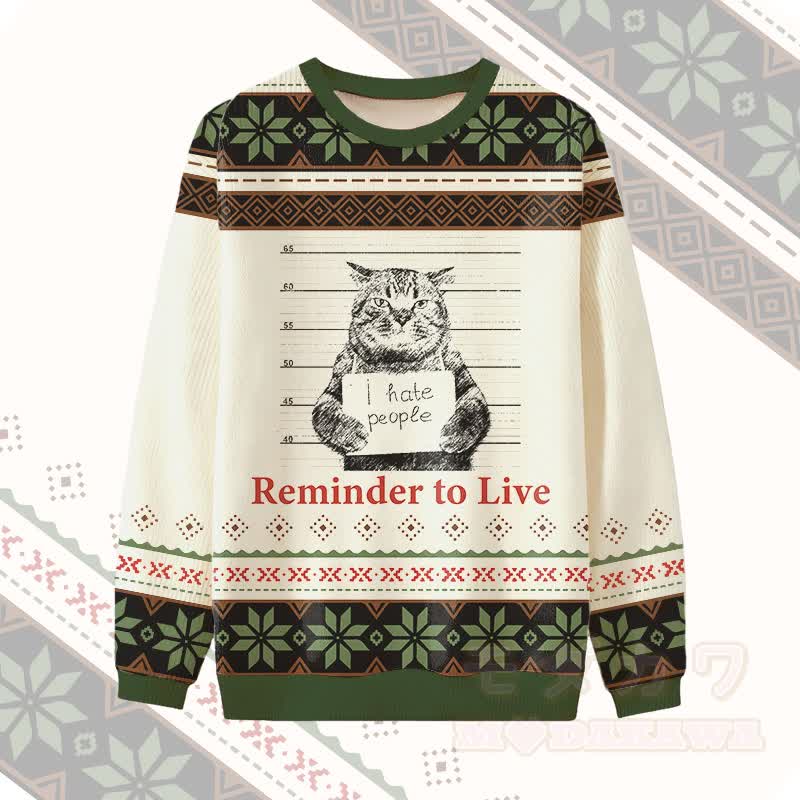 MODAKAWA REMINDER TO LIVE マグショットキャットグラフィックセーター - アプリコット - 4XL - image 1