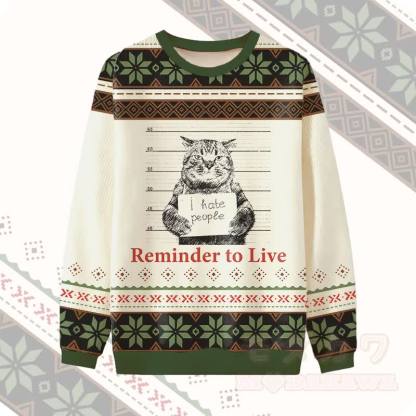 MODAKAWA REMINDER TO LIVE マグショットキャットグラフィックセーター - アプリコット - 4XL - image 1