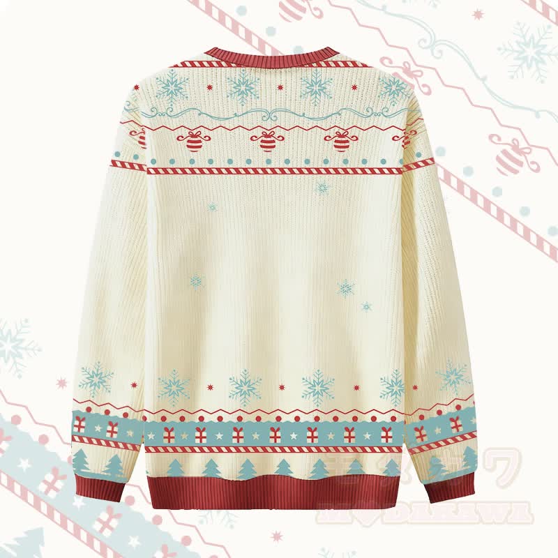 MODAKAWA REMINDER TO LIVE トナカイに乗る猫のクリスマスグラフィックセーター - image 2