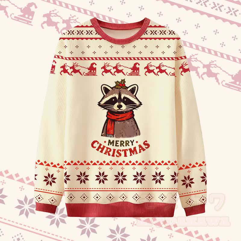 MODAKAWA メリークリスマス レッサーパンダ グラフィック セーター - アプリコット - 4XL - image 1