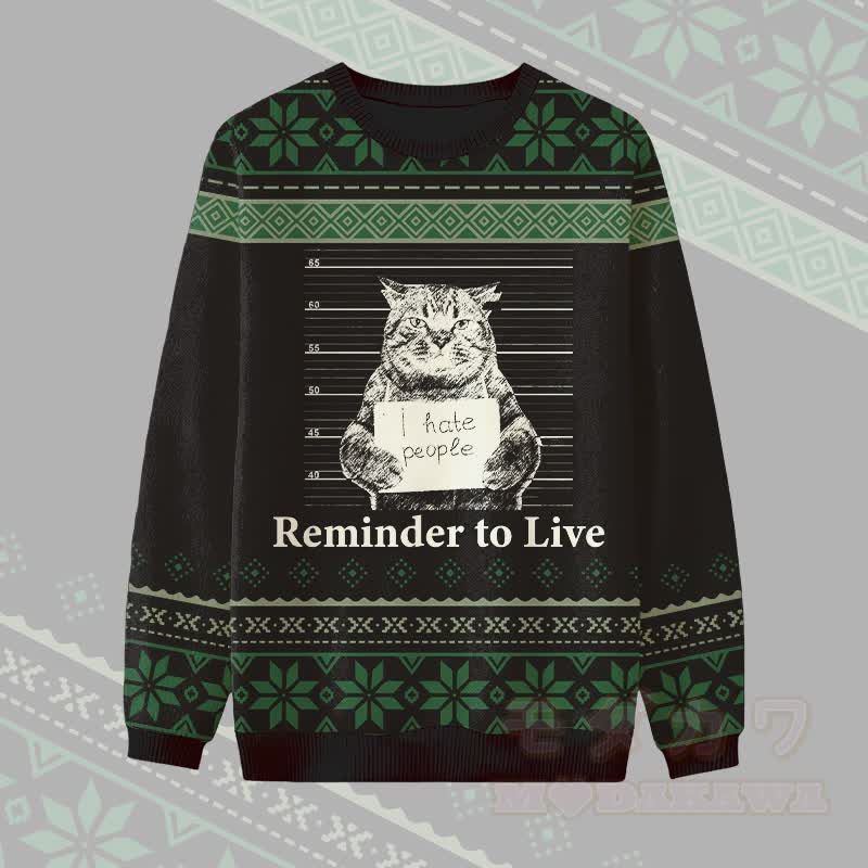 MODAKAWA REMINDER TO LIVE マグショットキャットグラフィックセーター - 黒 - 4XL - image 3