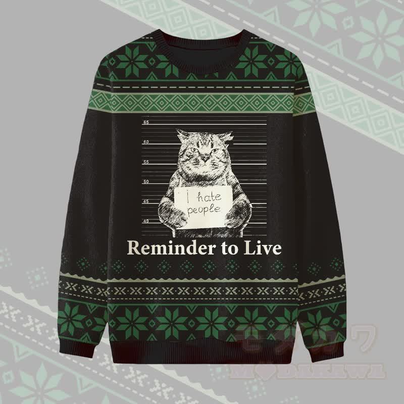 MODAKAWA REMINDER TO LIVE マグショットキャットグラフィックセーター - 黒 - 4XL - image 3