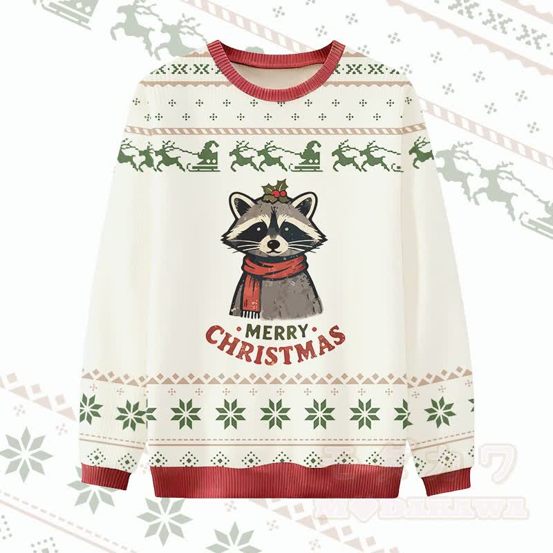MODAKAWA メリークリスマス レッサーパンダ グラフィック セーター - 白 - 4XL - image 3
