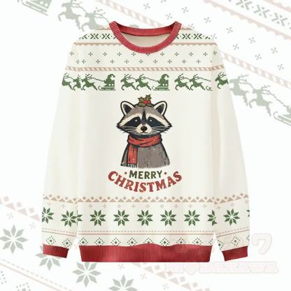 MODAKAWA メリークリスマス レッサーパンダ グラフィック セーター - 白 - 4XL - image 3