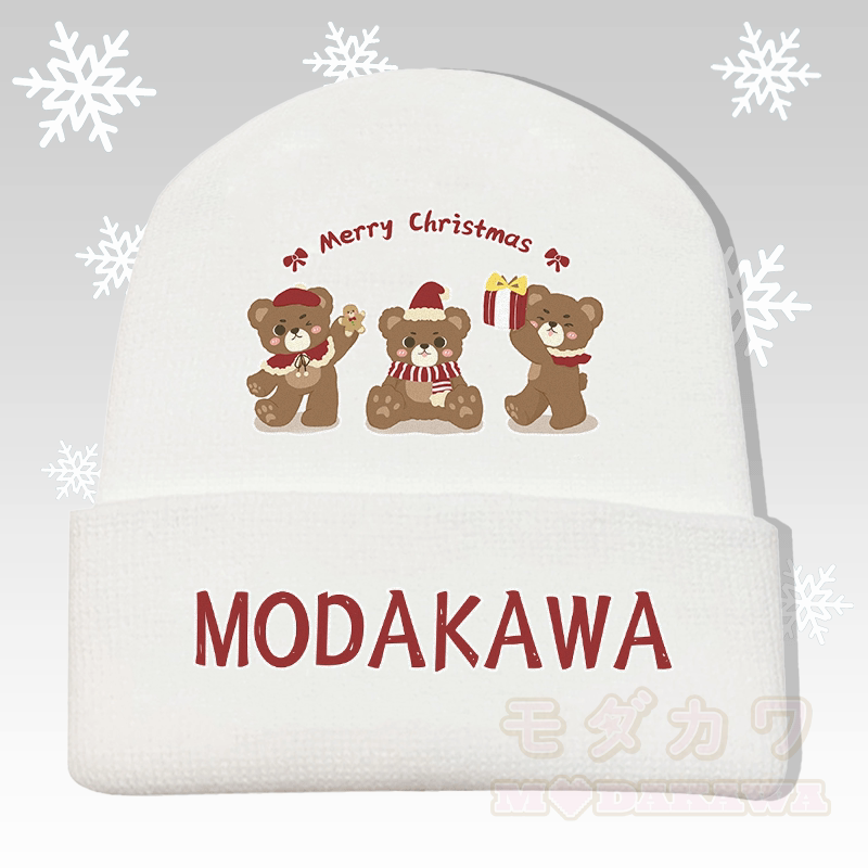 MODAKAWA クリスマスベア3匹のグラフィックニット帽 - 白 - 36～60センチ - image 3