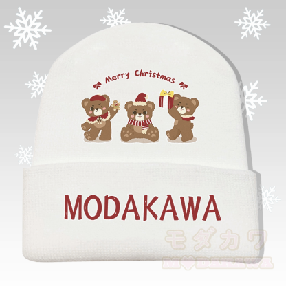 MODAKAWA クリスマスベア3匹のグラフィックニット帽 - 白 - 36～60センチ - image 3