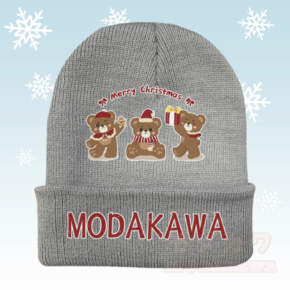 MODAKAWA クリスマスベア3匹のグラフィックニット帽 - グレー - 36～60センチ - image 2