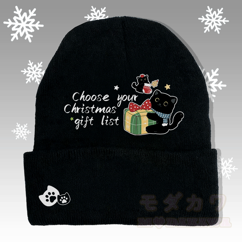 MODAKAWA クリスマス 黒猫 グラフィック ニット帽 - 黒 - 36～60センチ - image 4