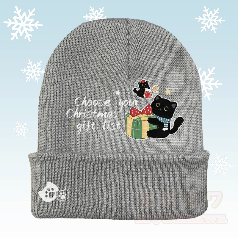 MODAKAWA クリスマス 黒猫 グラフィック ニット帽 - グレー - 36～60センチ - image 2