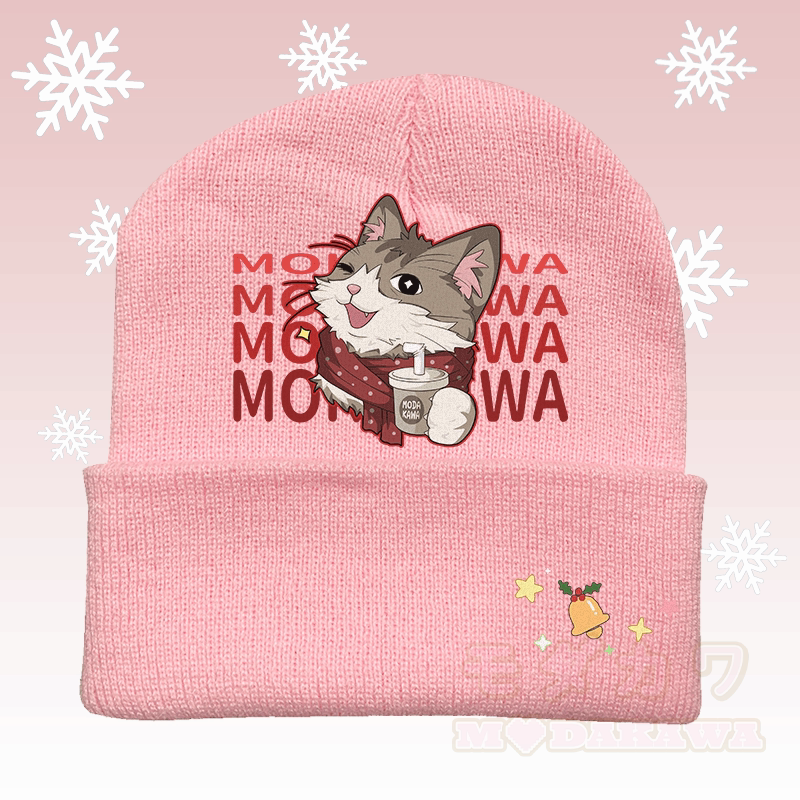 MODAKAWA クリスマススカーフ 猫グラフィック ニット帽 - ピンク - 36～60センチ - image 3
