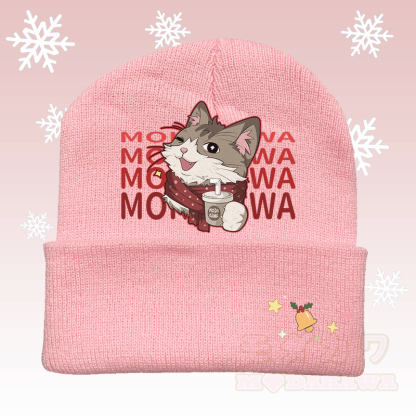 MODAKAWA クリスマススカーフ 猫グラフィック ニット帽 - ピンク - 36～60センチ - image 3