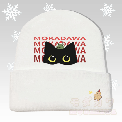 MODAKAWA 黒猫とカエルのグラフィックニット帽 - 白 - 36～60センチ - image 4