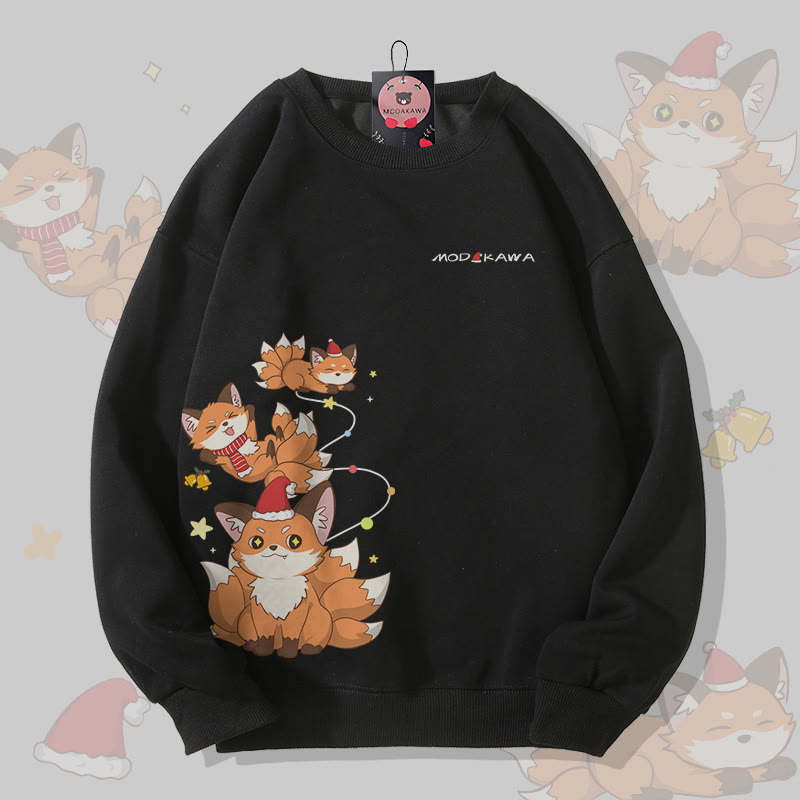 MODAKAWA クリスマス 九尾の狐 グラフィック ユニセックス スウェットシャツ - Black - 5XL - image 1
