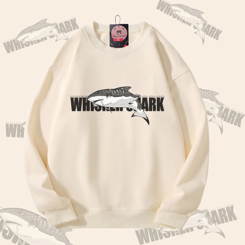 MODAKAWA ウィスカーシャーク グラフィック ユニセックス スウェットシャツ - Beige - 5XL - image 1