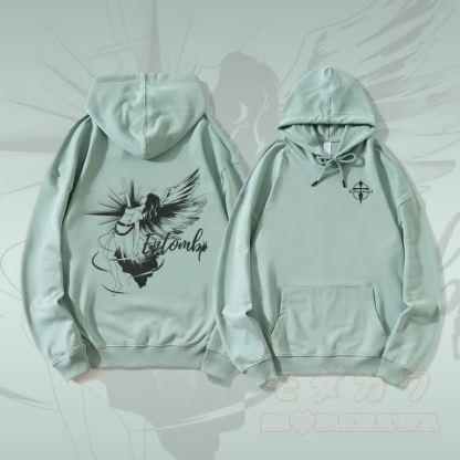 MODAKAWA ENTOMB 堕天使グラフィック ストリートウェア プルオーバー パーカー - 緑 - 5XL - image 2