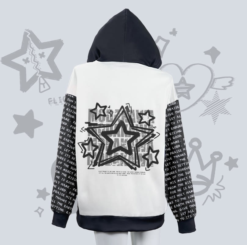 MODAKAWA スターハートクラウングラフィックジッパーロングバニーイヤーパーカー - image 3