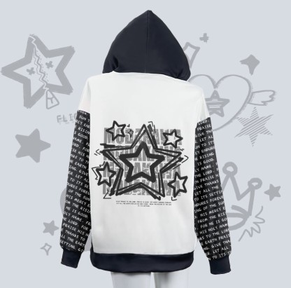 MODAKAWA スターハートクラウングラフィックジッパーロングバニーイヤーパーカー - image 3