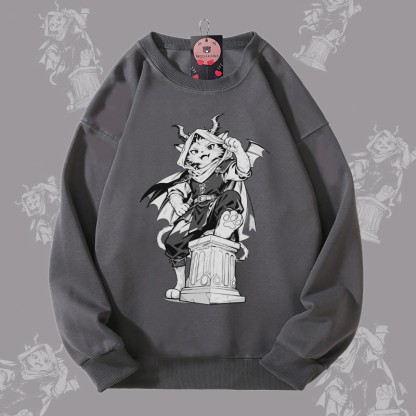 MODAKAWA ダークナイト キャット グラフィック ユニセックス スウェットシャツ - Dark Grey - 5XL - image 1