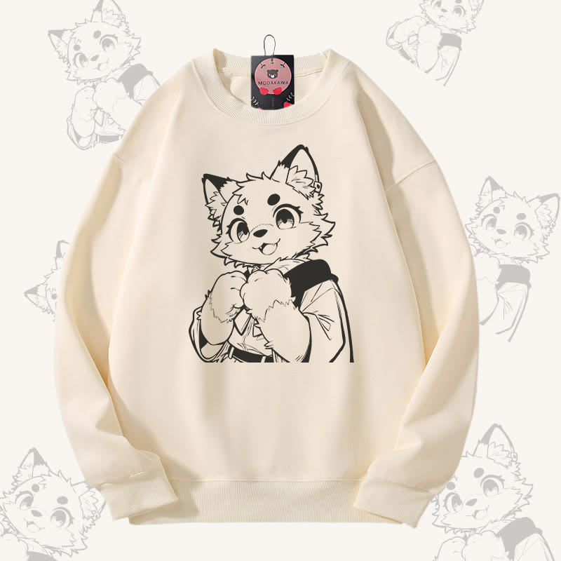 MODAKAWA キュートな猫の足跡グラフィック ユニセックス スウェットシャツ - Beige - 5XL - image 1