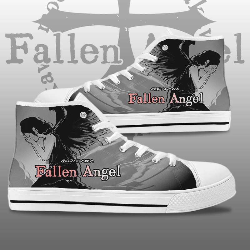 MODAKAWA Fallen Angel グラフィック ハイトップ キャンバスシューズ - White - 44 - image 1