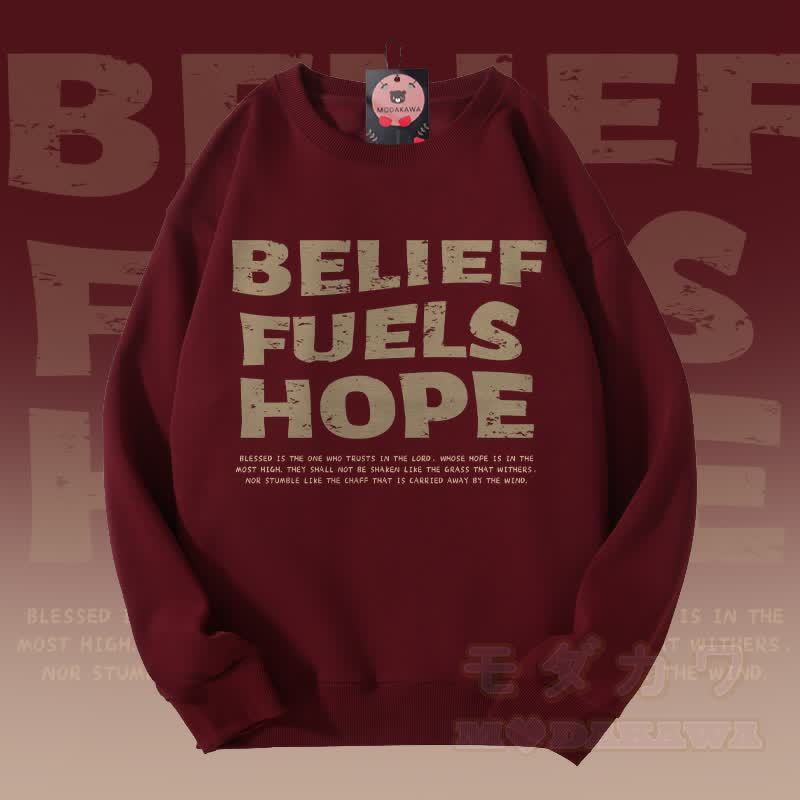 MODAKAWA BELIEF FUELS HOPE グラフィック ユニセックス スウェットシャツ - ワインレッド - 5XL - image 2