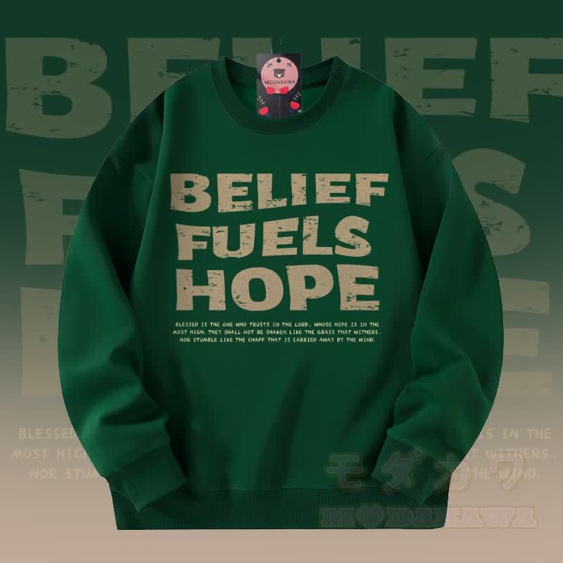MODAKAWA BELIEF FUELS HOPE グラフィック ユニセックス スウェットシャツ - ダークグリーン - 5XL - image 1