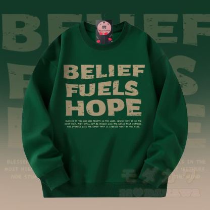 MODAKAWA BELIEF FUELS HOPE グラフィック ユニセックス スウェットシャツ - ダークグリーン - 5XL - image 1