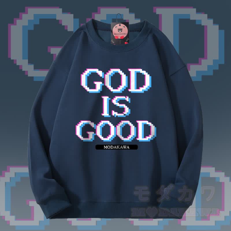 MODAKAWA GOD IS GOOD グラフィック ユニセックス スウェットシャツ - 紫がかった青 - 5XL - image 1