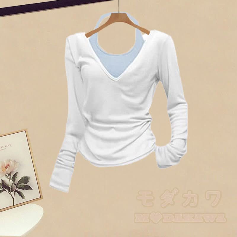 Vネックシャツ、ホルターネック、レーススカート、ワイドレッグパンツスカートの4点セット - image 2