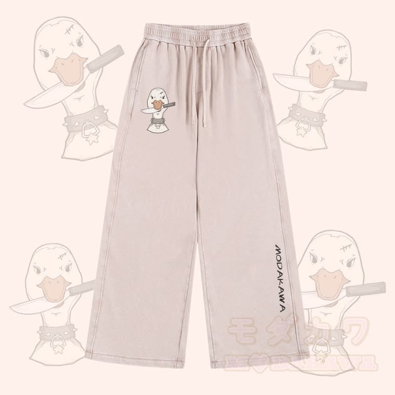 MODAKAWA グースウィズナイフグラフィック ヴィンテージウォッシュ アジャスタブルヘムパンツ - アプリコット - 2XL - image 2