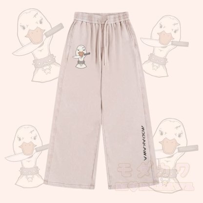 MODAKAWA グースウィズナイフグラフィック ヴィンテージウォッシュ アジャスタブルヘムパンツ - アプリコット - 2XL - image 2