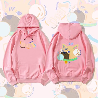 MODAKAWA バブルドッグ グラフィック ストリートウェア プルオーバー パーカー - ピンク - 5XL - image 1