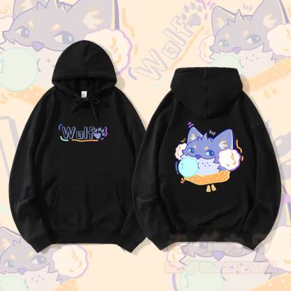 MODAKAWA バブルウルフ グラフィック ストリートウェア プルオーバー パーカー - 黒 - 5XL - image 3