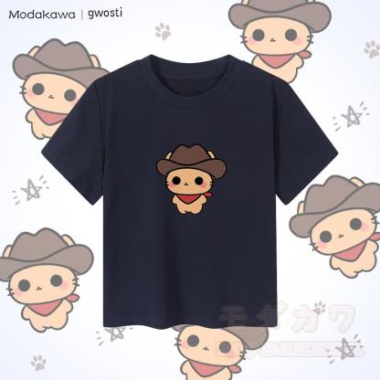 MODAKAWA X gwosti ブラウン Meowdy グラフィック レディース クロップド Tシャツ 92% コーマ綿クロップトップ - 紫がかった青 - XL - image 2