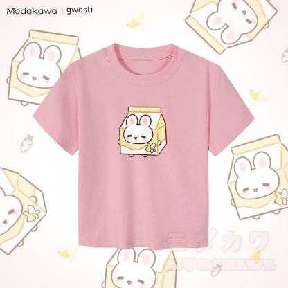 MODAKAWA X gwosti ブナナミルク グラフィック レディース クロップドTシャツ 92% コーマ綿クロップトップ - ピンク - XL - image 3