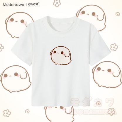 MODAKAWA X gwosti Gwosti グラフィック レディース クロップドTシャツ 92% コーマ綿クロップトップ - 白 - XL - image 1