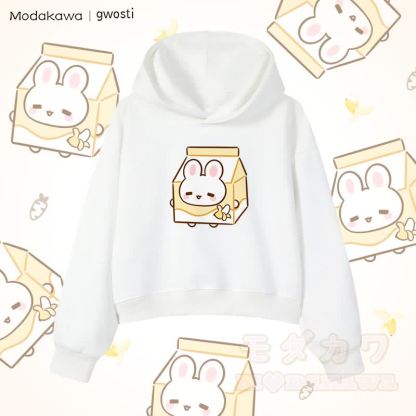 MODAKAWA X gwosti ブナナミルク グラフィック クロップド綿パーカー - 白 - 3XL - image 4