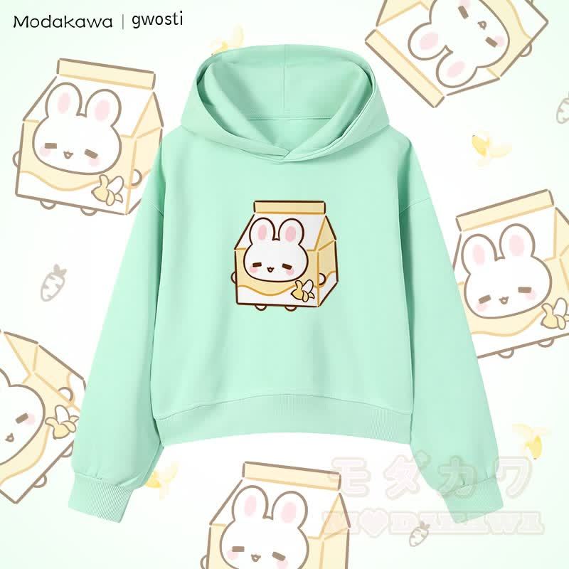 MODAKAWA X gwosti ブナナミルク グラフィック クロップド綿パーカー - 緑 - 3XL - image 2